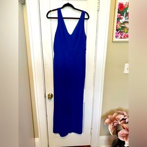 True blue tank jumpsuit with pockets